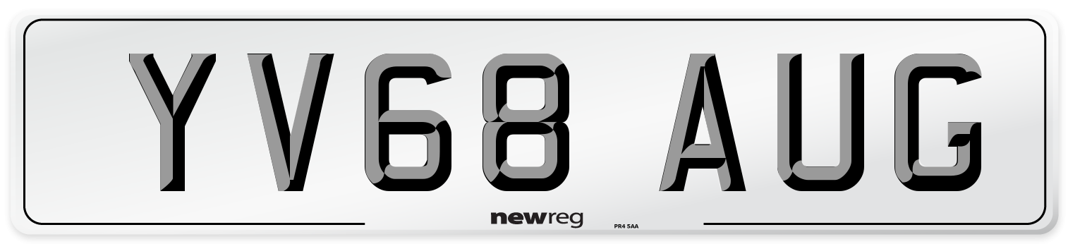 YV68 AUG Number Plate from New Reg